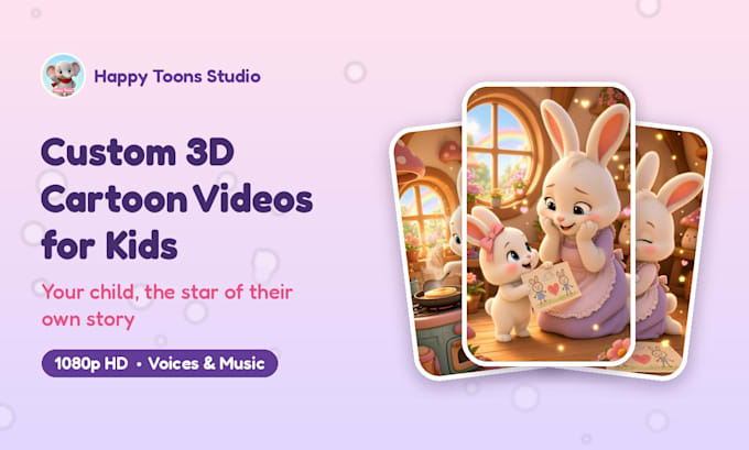 Happy Toons Studio: Custom 3D Cartoon Videos for Kids, your child the star of their own story